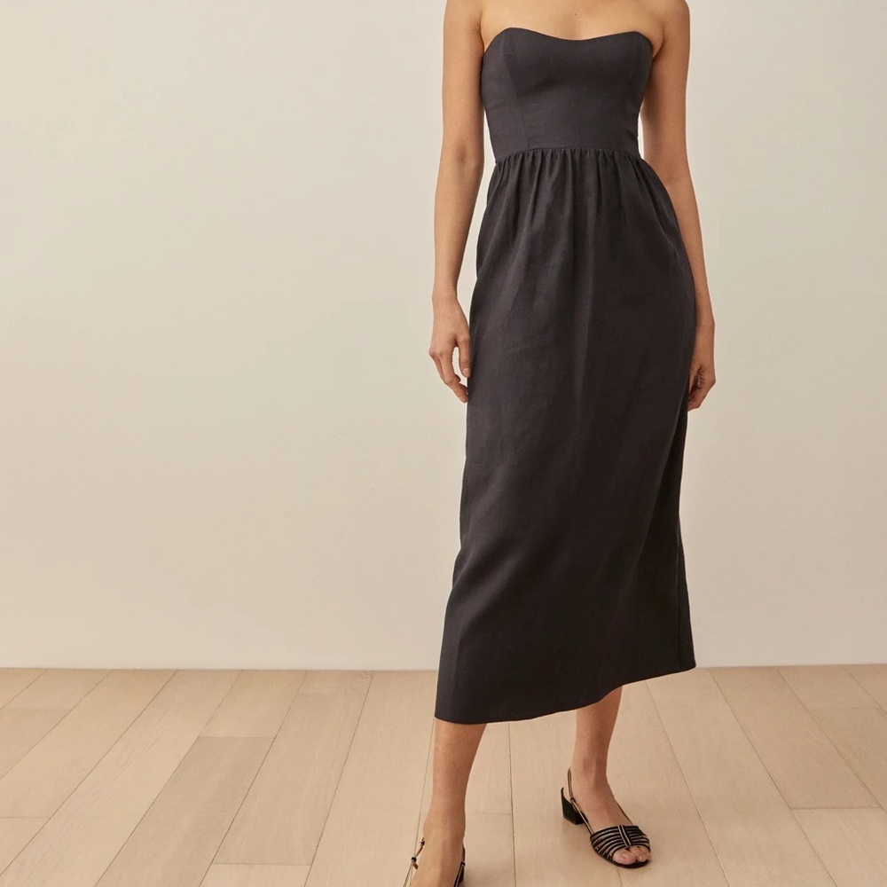 Fettuccine Linen Dress - size 8 - Reformation